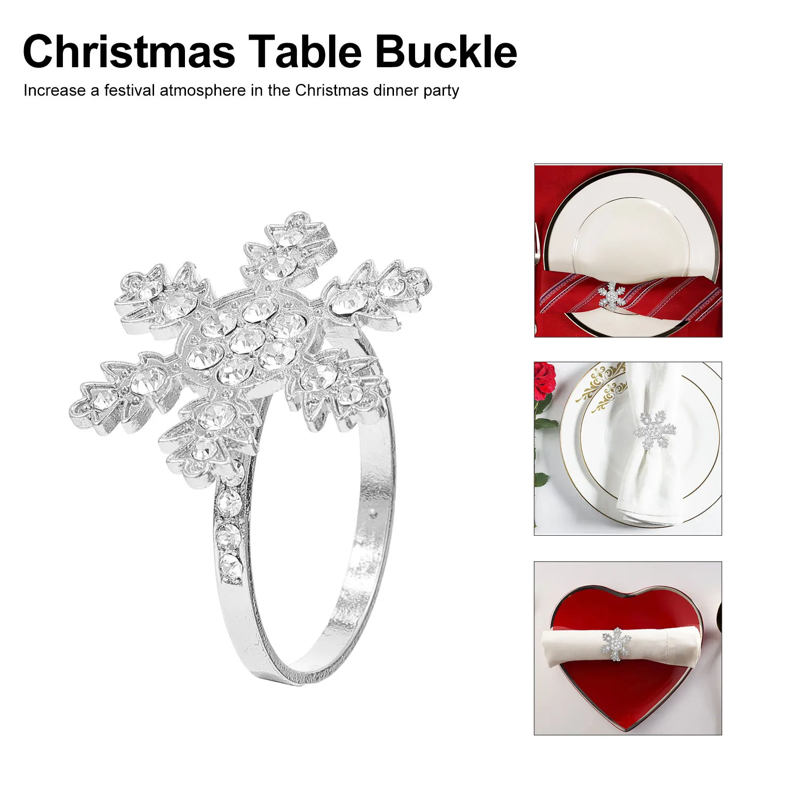 

4Pcs Snowflake Shaped Napkin Rings Exquisite Table Decor for Holidays Thanksgiving Birthday Gatherings Snowflake Napkin Buckle
