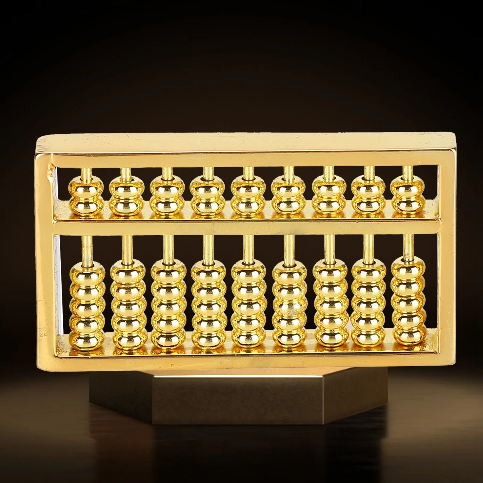 1.5in Mini Brass Abacus 9 Gears Chinese Math Calculating Tool For Kids Adult Collection Home Office Desktop Decoration