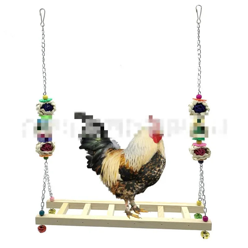 2PCS Large Parrot Pet Bird Toy Chicken Swing Colored Beads Vine Bal Square Ladder Swing Bird Accessories