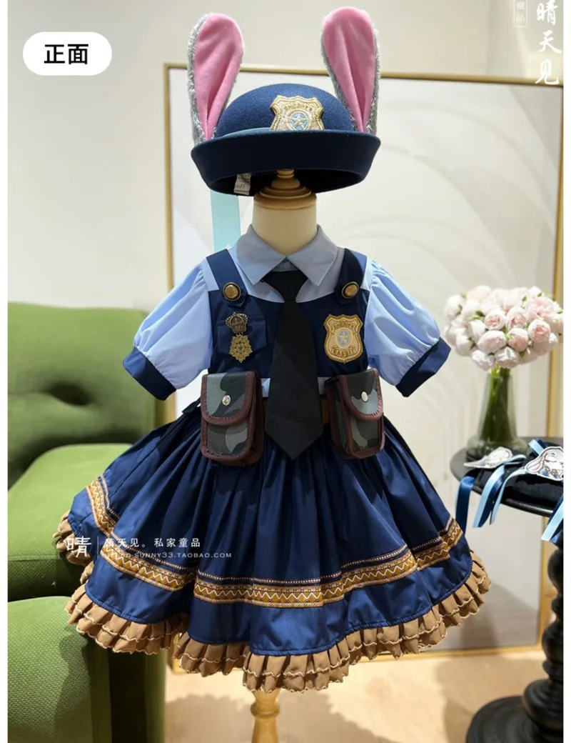 الفتيات تأثيري Zootopia جودي أرنب الكرتون فستان مجموعة طويلة الأكمام الأميرة تنورة الاطفال حفلة عيد ميلاد ملابس رقص الصيف الخريف