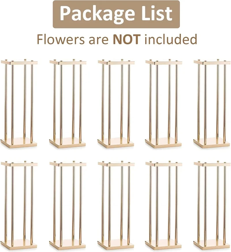 10 Stück Vasenständer in Gold-Säulenform, Metallständer für Hochzeitsdekoration, Blumenständer für Veranstaltungen, Partys und Heimdekoration – Detail 9