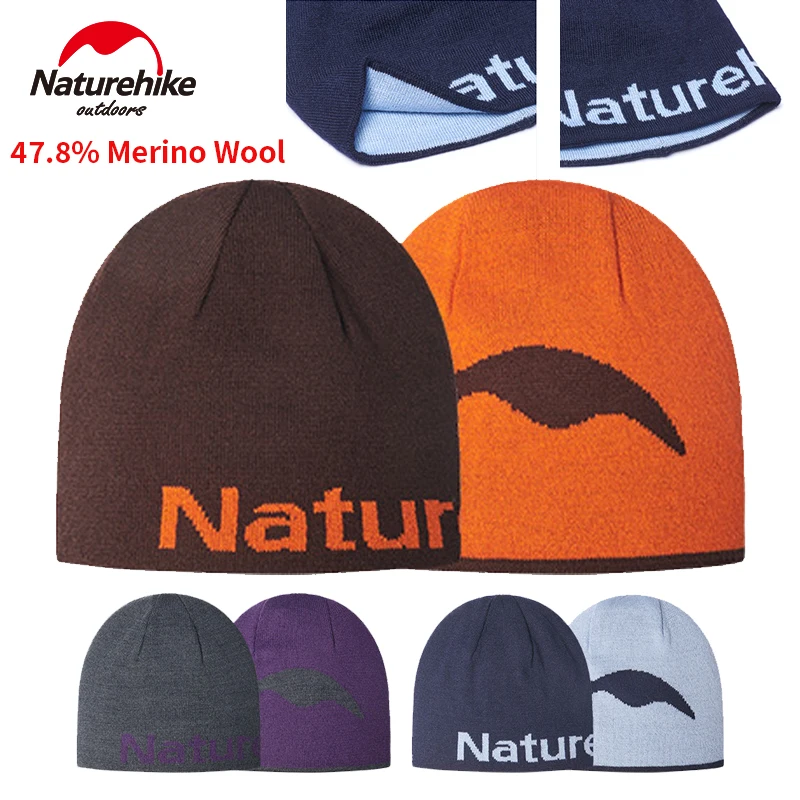 

Naturehike двусторонняя толстая шапка из мериносовой шерсти, уличная зимняя теплая лыжная ветрозащитная мягкая дышащая удобная шапка спереди и сзади