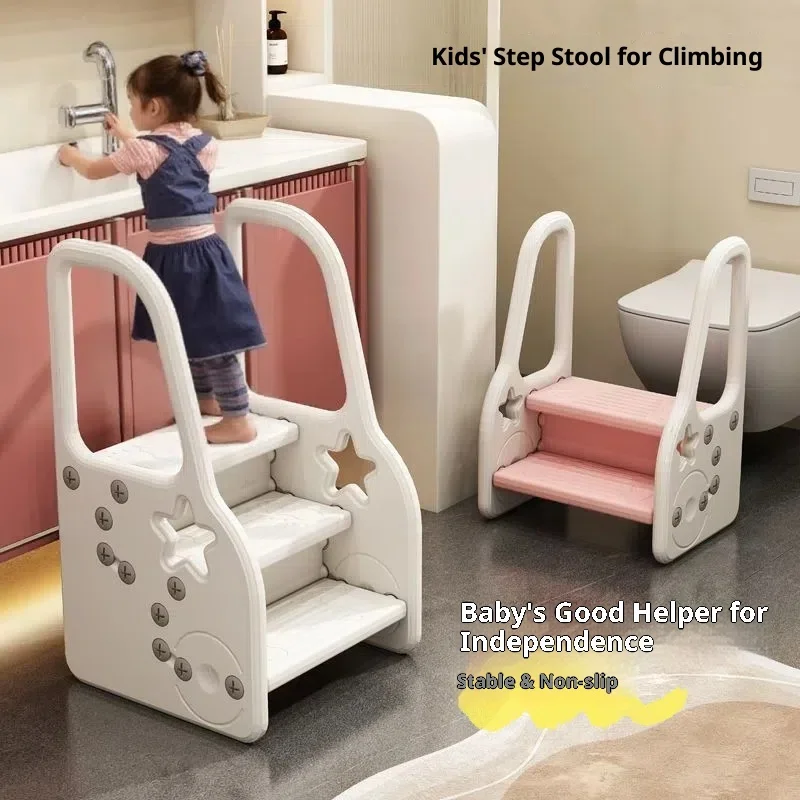 Kids Foldable Step Stool Ladder Adjustable Height Anti Slip Stable Sink Reach Brush Teeth Potty Training Learning Tower Portable image 3