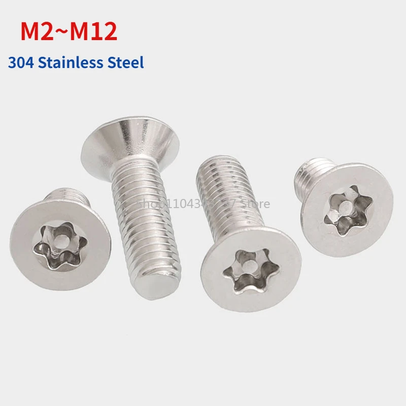 

M2-M12 304 A2 Stainless Steel Six-Lobe Torx Flat Countersunk Head with Column Pin Tamper Proof Anti Theft Security Screw Bolt