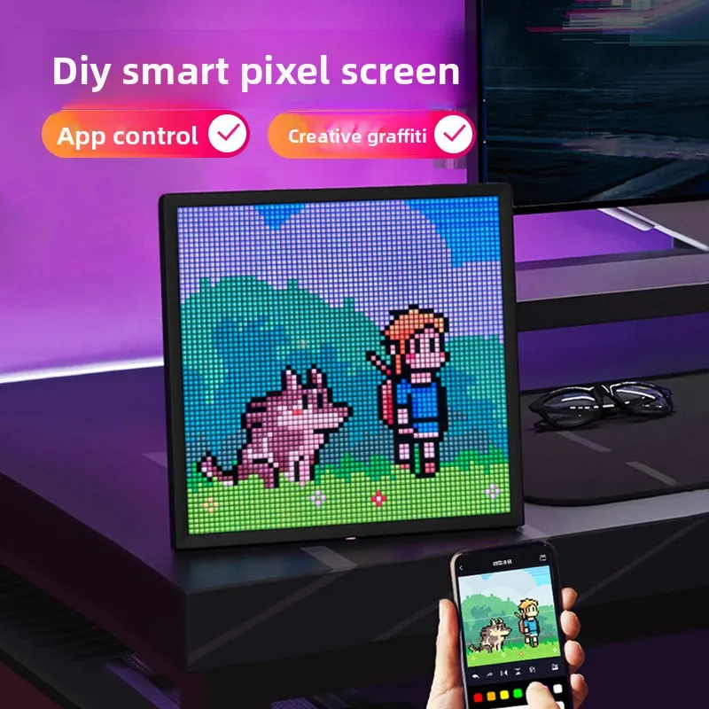 

LED Pixel Display 64x64 RGB LED Matrix Panel Programmable Pixel Art Display with Bluetooth APP Control Creative Pixel Screen