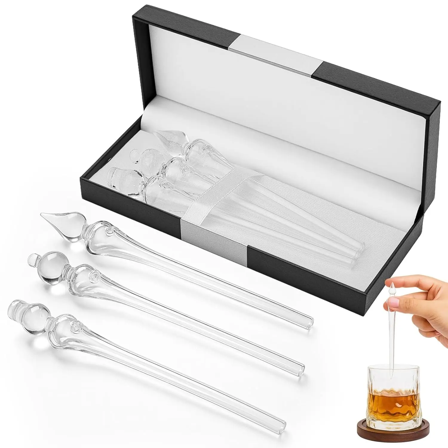 3-piece whiskey dropper set, glass pipette set (drop shape, double ball shape, glass shape), 5-inch compact