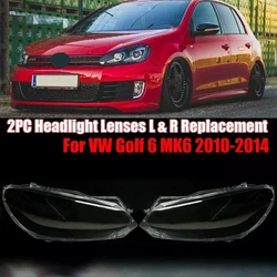 Left/Right Car Front Headlight Lens Covers For VW Golf 6 MK6 GTI R 2010 2011 2012 2013 2014 Transparent Lampshade Headlamp Shell