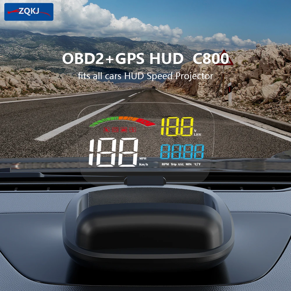 

OBD2 GPS HUD Head UP Display Car Windshield Projector Security Alarm Fuel Consumption Water Temperature Digital Speedometer
