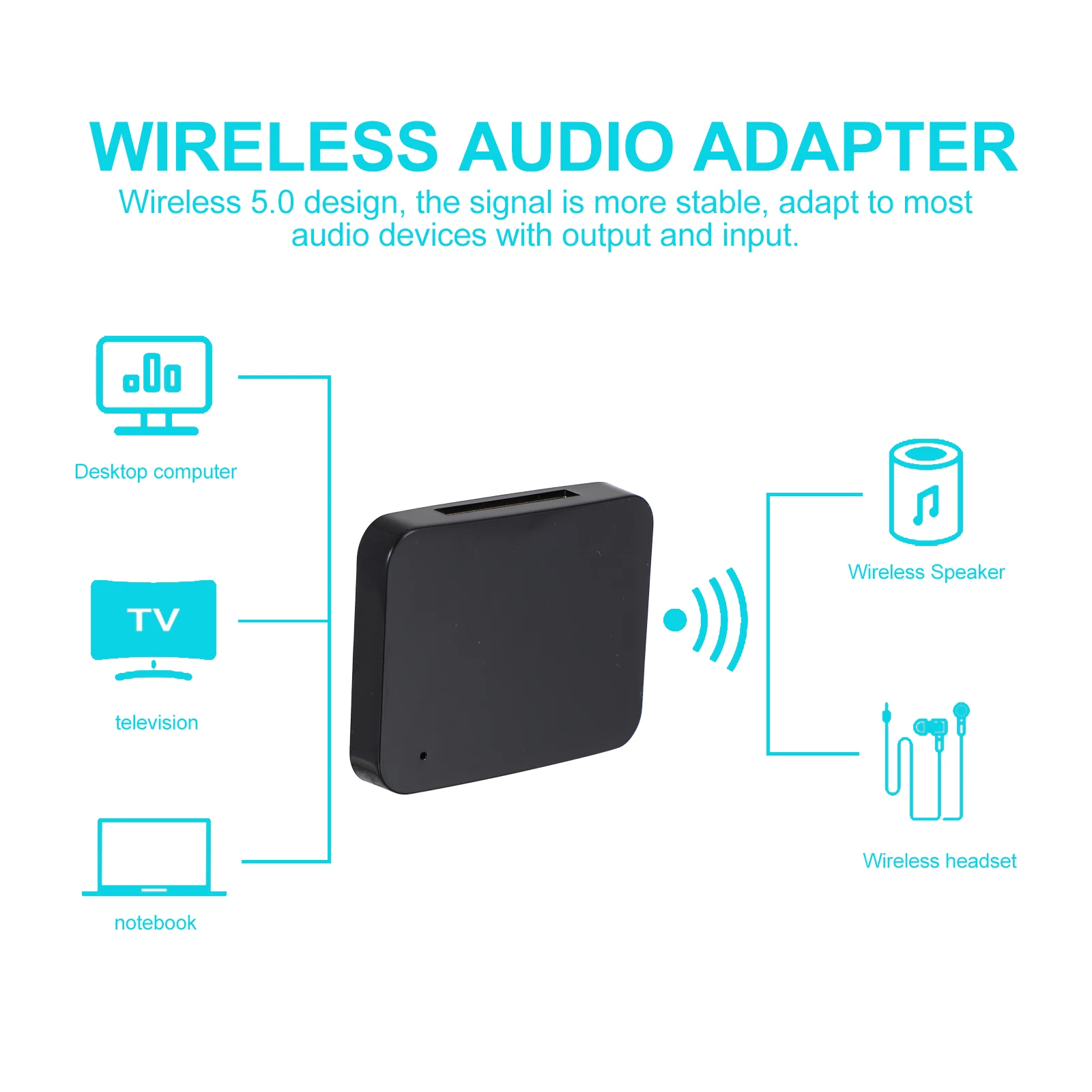 

Transmitter Receiver 5.0 Signal Adapter Wireless Connecting Adapter Durable Wireless Audio Accessories Practical Audio