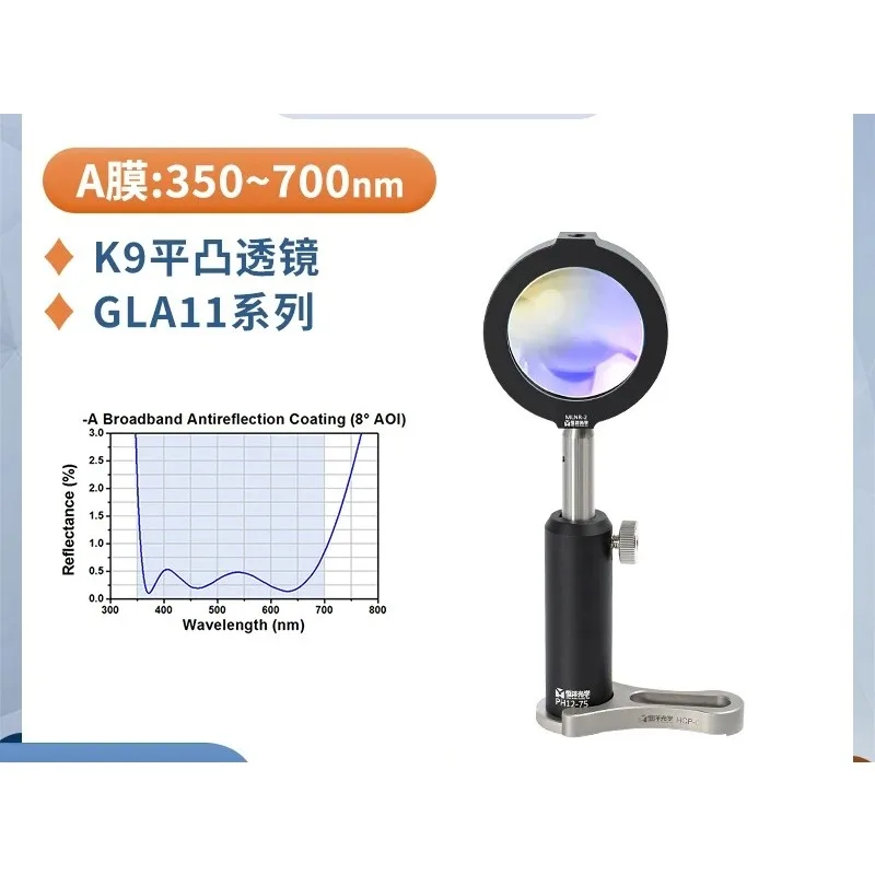 GLA11-K9 plano-convex lens diameter 12.7mm visible light antireflection A film wavelength 350-700n
