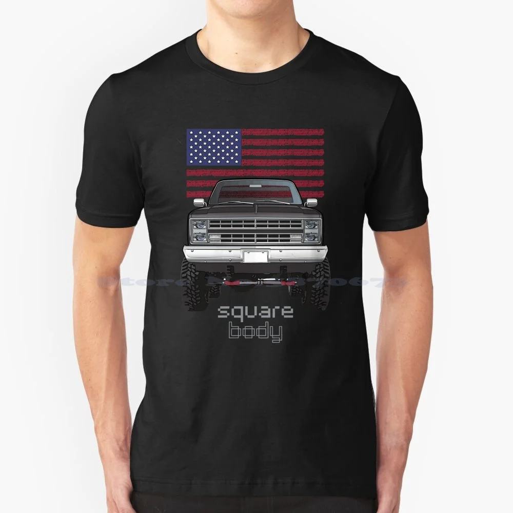 Black Usa 4x4 T Shirt 100% Cotton Tee 1985 1986 1987 Sierra Scottsdale Truck Square Pickup C K C10 C20 V8 Super Silverado Turbo