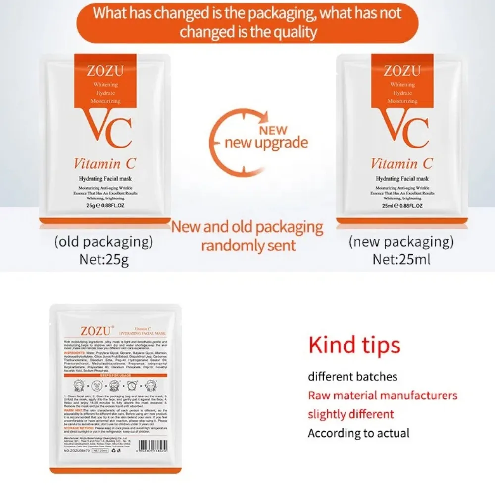 Nieuwe Gladde VC Gezichtsmasker Verhelderende Hydraterende Hydraterende Gezichtsmasker Voedende Anti-rimpel Essentie Masker Gezicht Huidverzorging