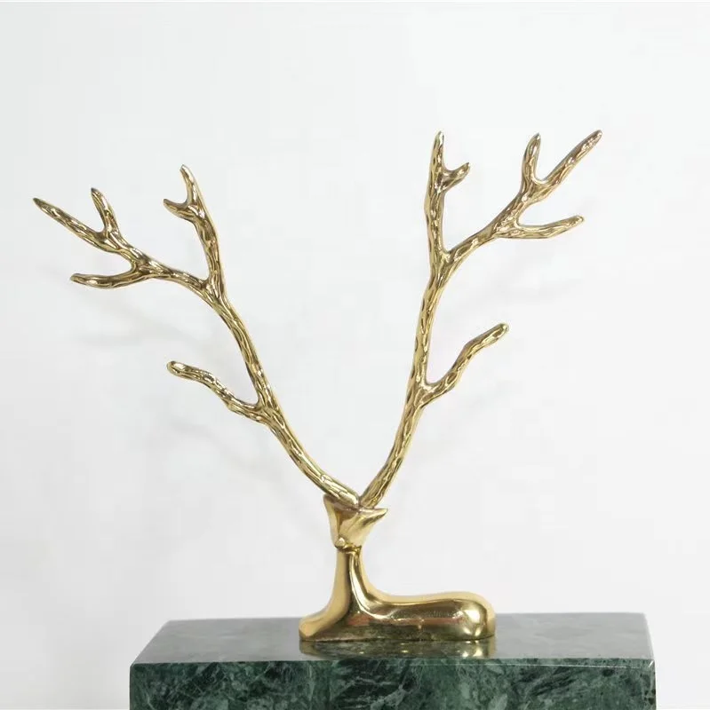 Metal Deer Head Desk Clock Living Room Bedroom Table Clock Fashionable Household Clock