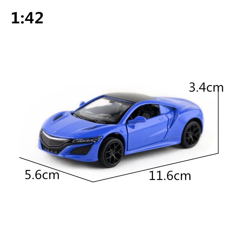 1/42 Honda Acura NSX Diecast Metal Toy Vehicle Model Car Pull Back Door Openable Educational Collection Gift Kid Boy Match Box