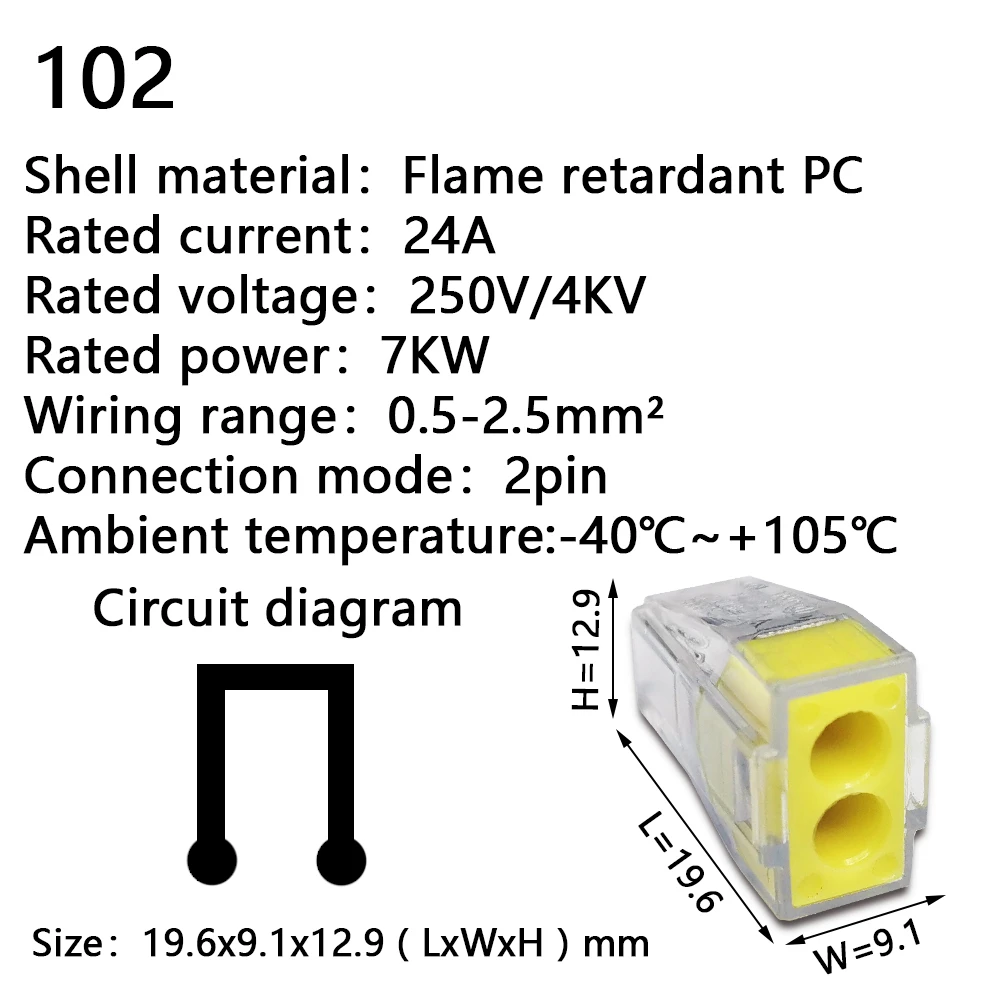 Wire Connectors 102/104/106/108 Compact Mini Fast Wiring Cable Conector For Junction Box Conductors Push-in Terminal Block