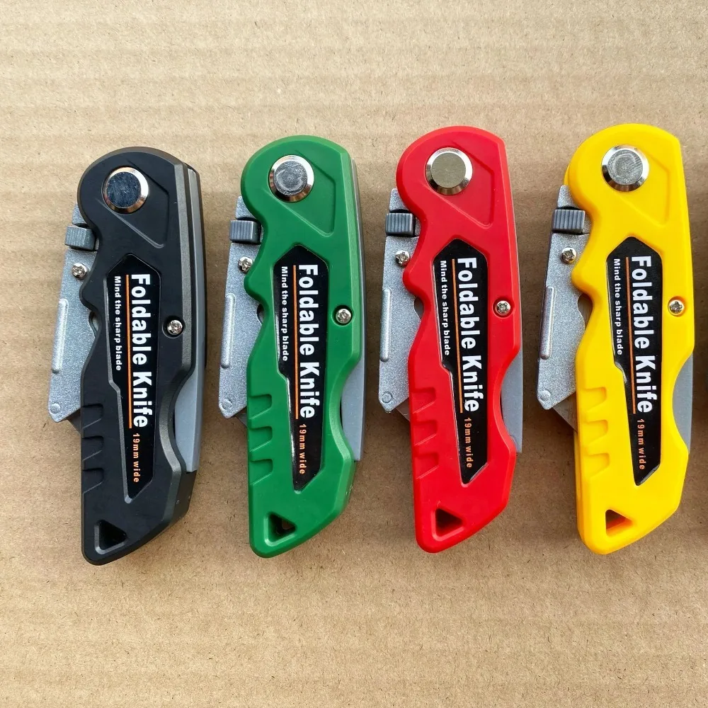 Foldable Utility Knife, Replaceable Blade, Heavy Duty Box Cutter for Cutting Cardboard, Leather, Paper view 5