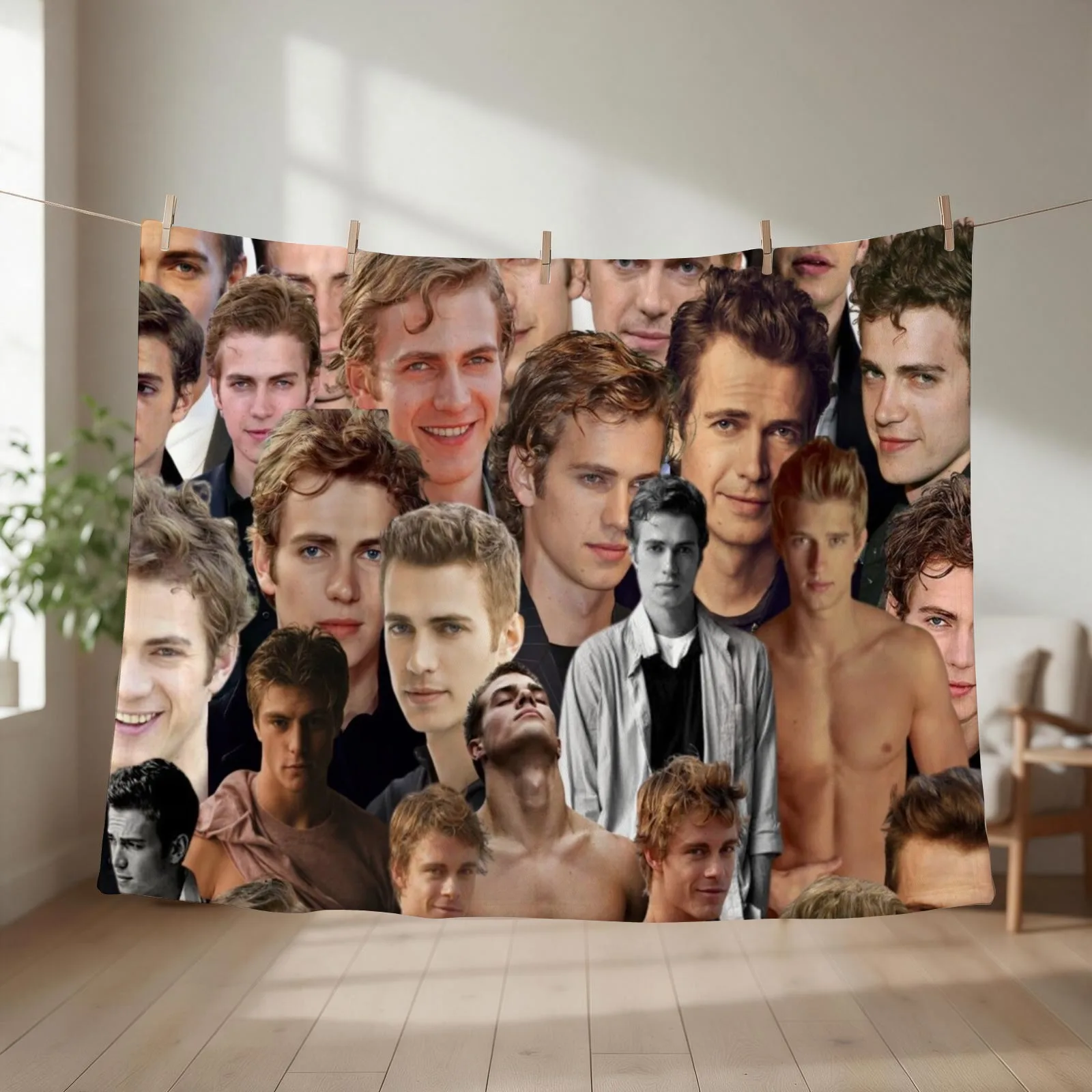 Hayden Christensen Collage Throw Blanket Thermal Hairys valentine gift ideas Softest Blankets