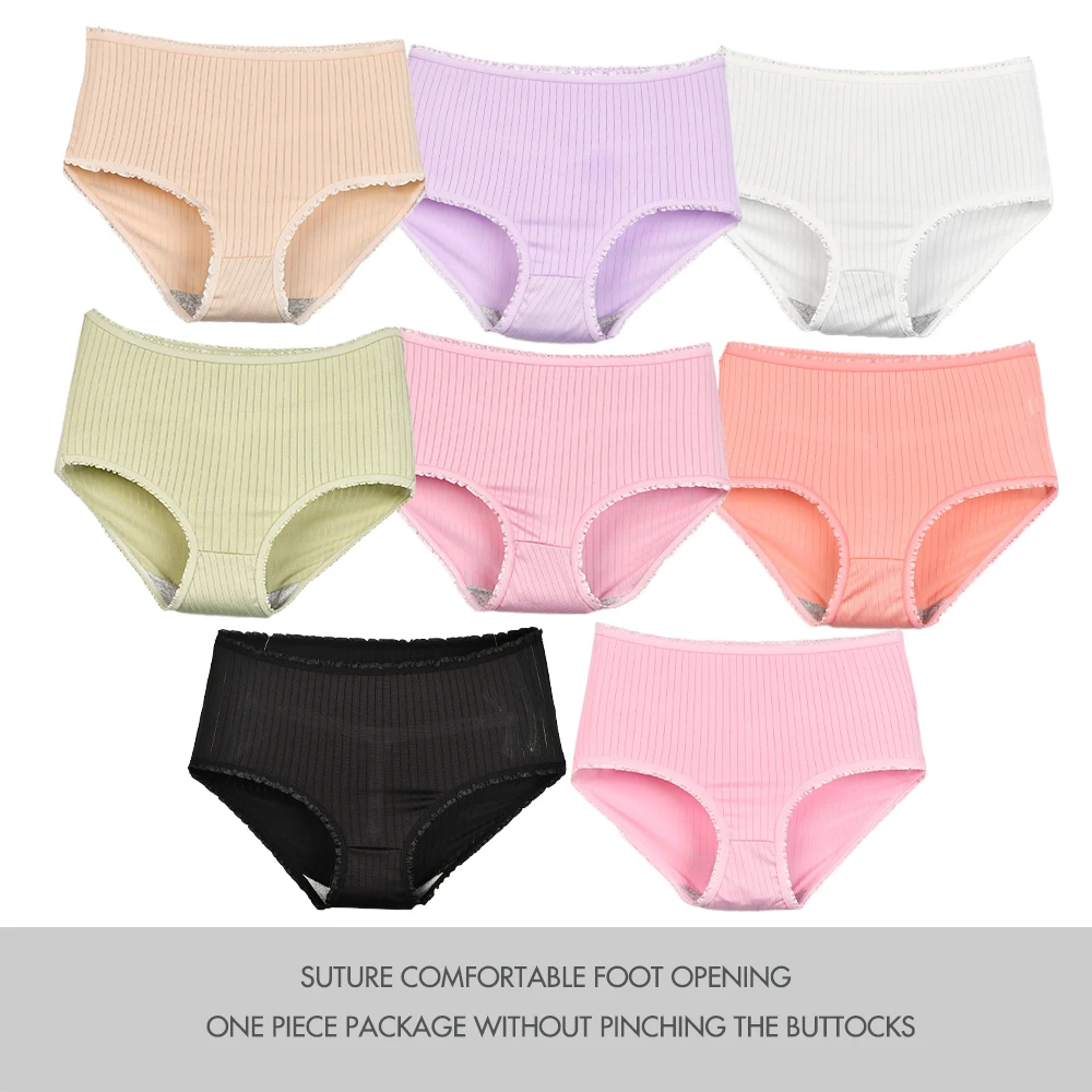 8pcs/lot Women Panties Milk Silk Girls Plus Size Underwear High Waist Briefs Breathable Solid Color Female Lingerie 38-100KG