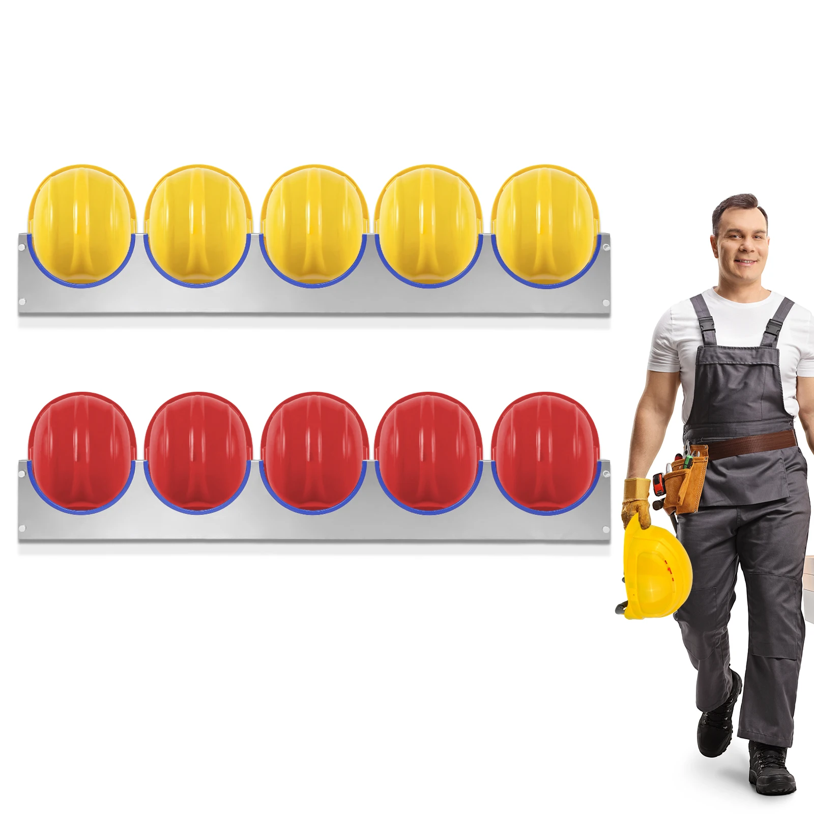 

Комплект из 2 настенных держателей для шлемов из нержавеющей стали для демонстрации пожарных шлемов в розничных магазинах и на строительных объектах