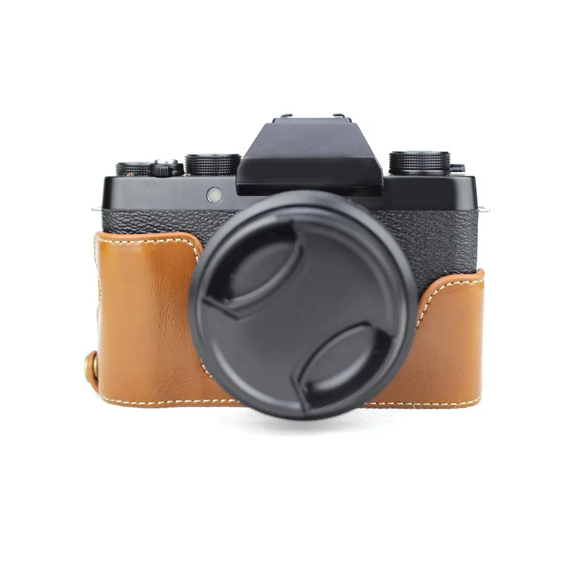PU Leather Case Shell Camera Video Bag Half Body Base Protector for Fujifilm Fuji X-T100 xt100 Protective Opening Bottom Cover