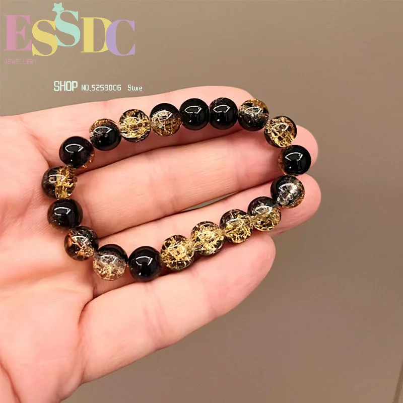 New style broken jade exploded crystal bracelet for women soft two-color gradient glass bead bracelet around finger