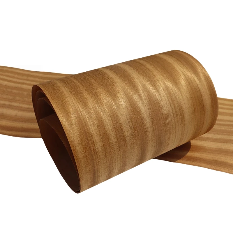 Natural Golden Teak Wood Veneer with Figured Grain,about 20x250cm, 0.25mm thick, for Furniture & DIY Woodworking, Gold Brown