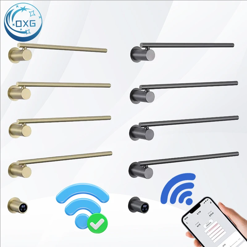 

OXG Electric Heated Towel Rack Bathroom Dryer Warmers Built-in Timer 3/4 Bars Rotatable WiFi Control Concealed Towel Rail