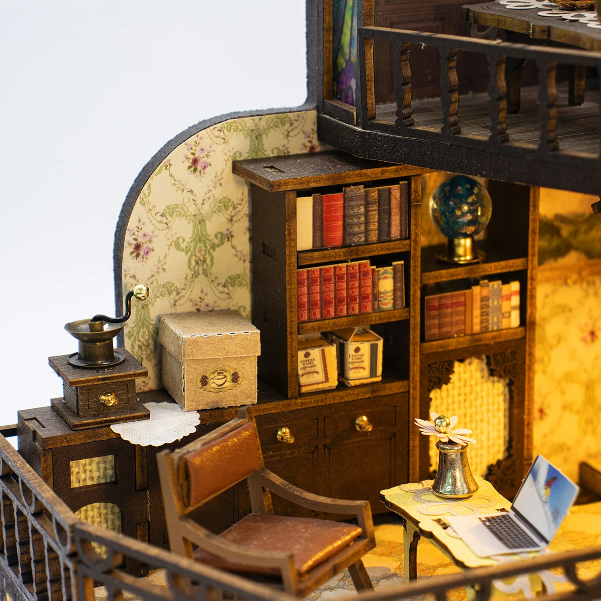 Coffee Villa Miniature Dollhouse Set 3D Puzzle Assembly Model Set