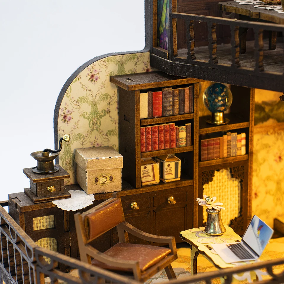 Coffee Villa Miniature Dollhouse Set 3D Puzzle Assembly Model Set