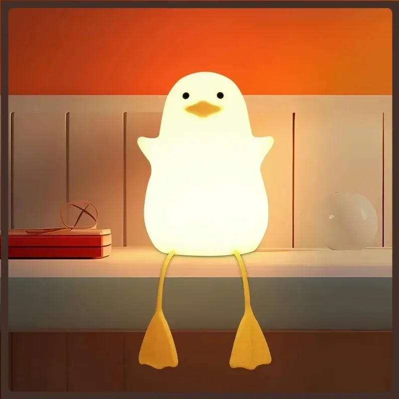 

Creative and Fun Duck Silicone Pat Small Night Light Desktop Decoration Atmosphere Light USB Charging Children's Bedroom Light