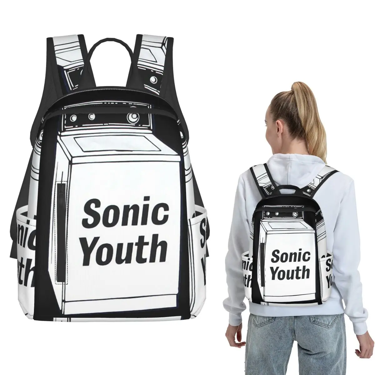Sonic Youth Rock Band Punk Backpack Large Capacity Boys Girls BookBag School Bag Shoulder Bags for Men Women