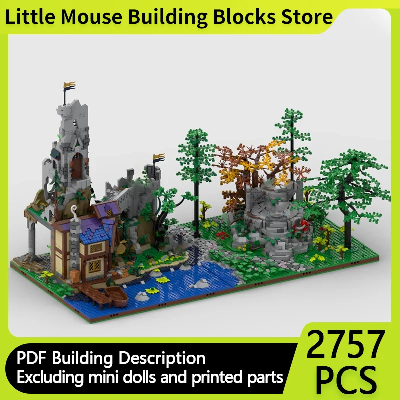 Medieval Castle Model MOC Building Bricks Forest Riverside Castle Modular Technology Gifts Holiday Assemble Children Toys Suit