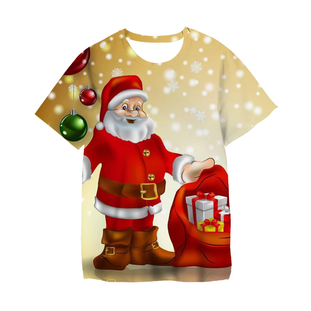 Kawaii Christmas Tshirts 3D Print Santa Claus SnowmanT Shirt Fashion Kids Casual Boys Girls Unisex Round Neck Tshirt Tops