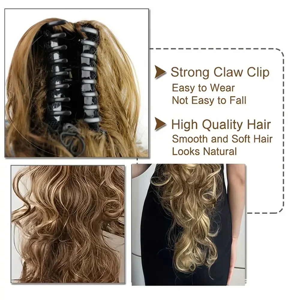 30 inch Synthetic Messy Bun Long Hair Big Long Curly Hair Extensions Claw Clip Style Female Ponytail Hair for Women Daily Use