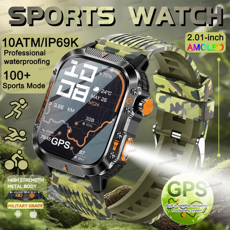 

Outdoors T-REX3 Military GPS Smart Watch Built-in Dual-band GNSS Compass Altimeter IP69K Waterproof LED Flashlight Sports Watch