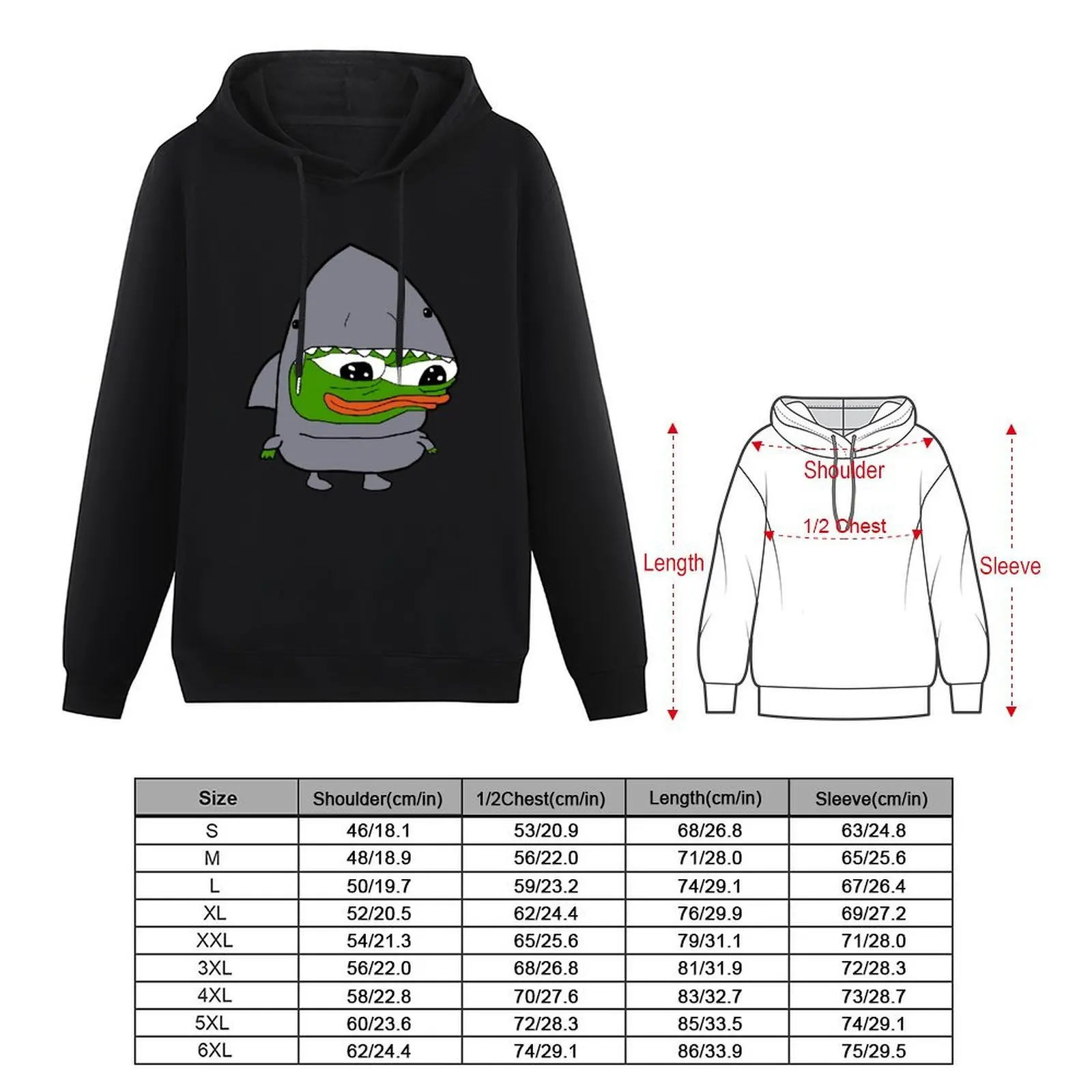 Pepe Cute Shark Apu هوديي ملابس رجالية ملابس للرجال ملابس رجالي قميص بقلنسوة ياباني