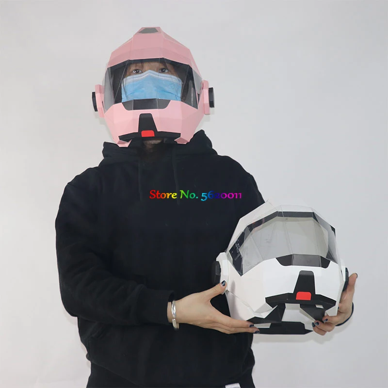 Casco de astronauta con molde de papel 3D para hombre y mujer, máscara de casco de astronauta, accesorios de Cosplay de Halloween, juego de rol de fiesta, máscaras artesanales de vestir