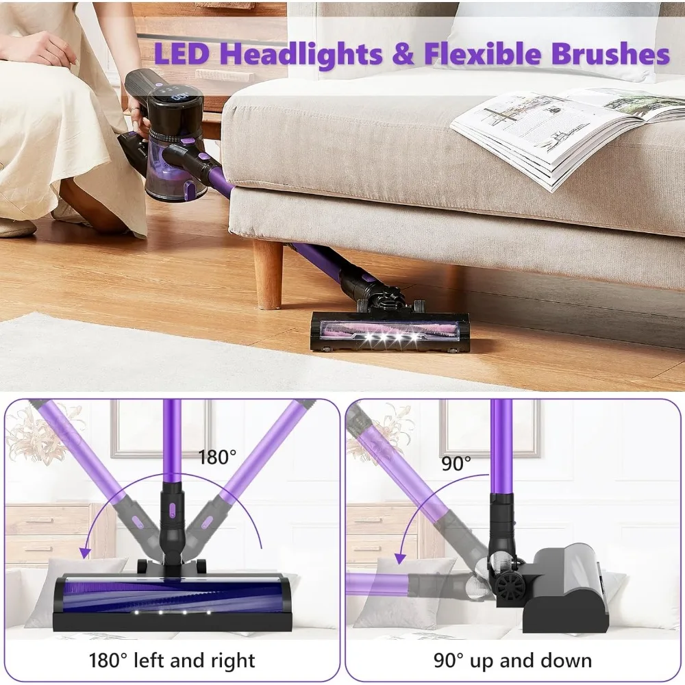 HAOYUNMA Lightweight Cordless Vacuum Cleaner: Portable Stick Vacuum with Rechargeable Battery 6-in-1 Powerful Vacuum Cleaner