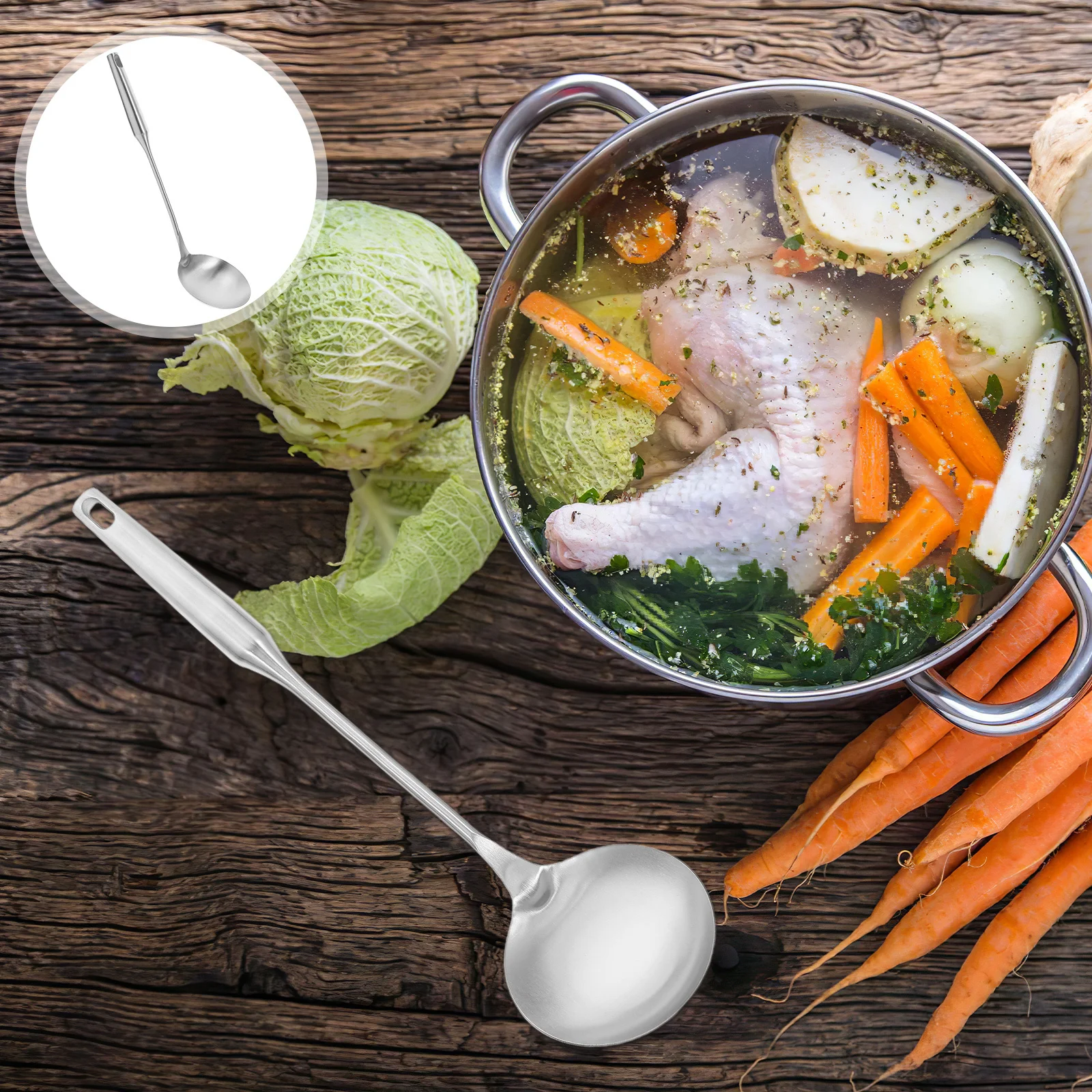 

2Pcs Stainless Steel Soup Ladle Metal Sauce Ladle Long Handle Deep Gravy Serving Spoon Kitchen Utensil Gravy Sauce Ladles