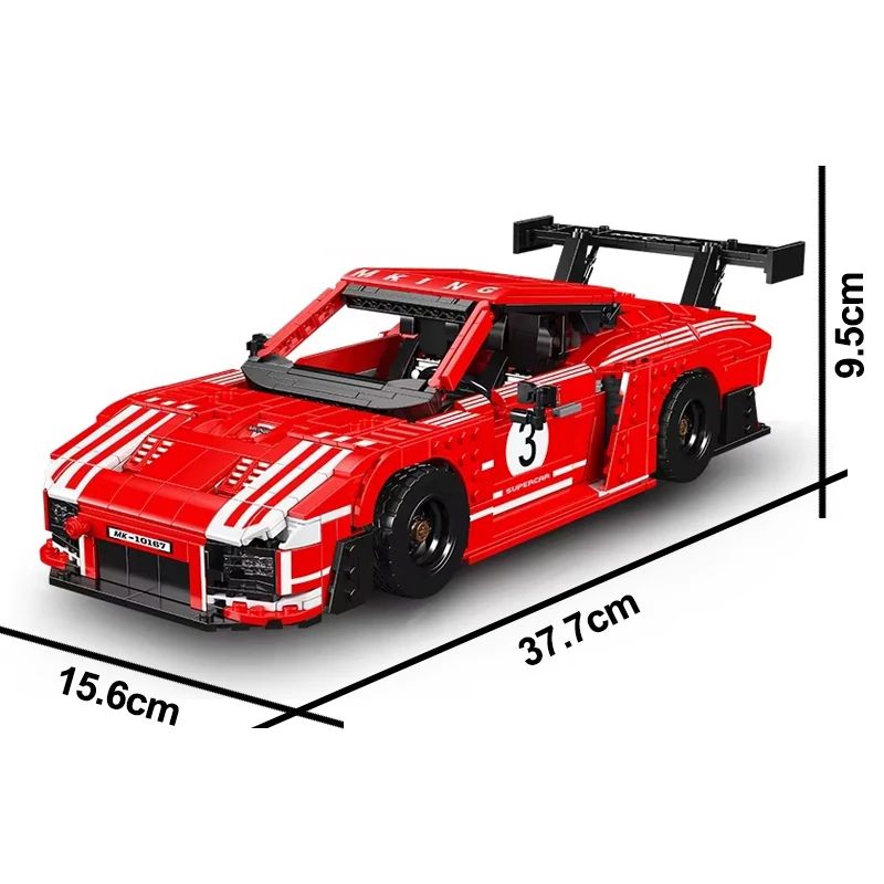 Mould King 10167 Auto tecniche ispirate alle corse Giocattoli puzzle Rosso Sport Building Block Assemblaggio Modello di auto Mattone Regalo di Natale per bambini
