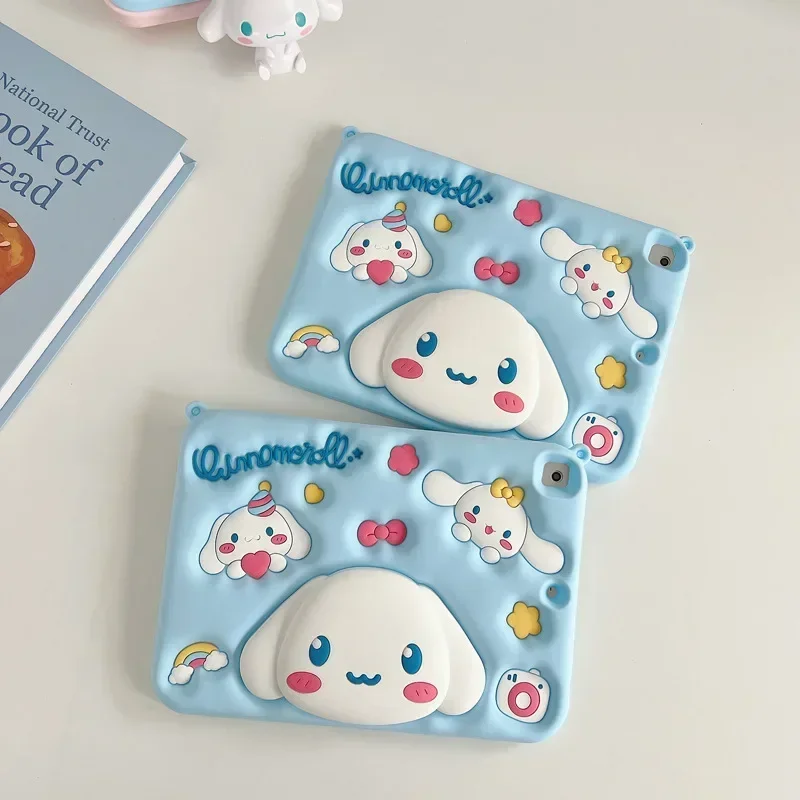 Bonito cinnamoroll caso para samsung galaxy taba7 s6 lite 10.4 caso dos desenhos animados para a9 plus s9 fe 10.1in crianças silicone macio suporte capa