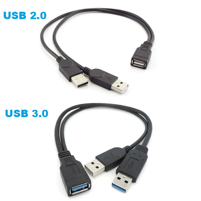 USB 2.0 3.0 A female To Dual USB male 2 Double USB Power Supply male Female Splitter Extension Cable Charge For Printers pc L1