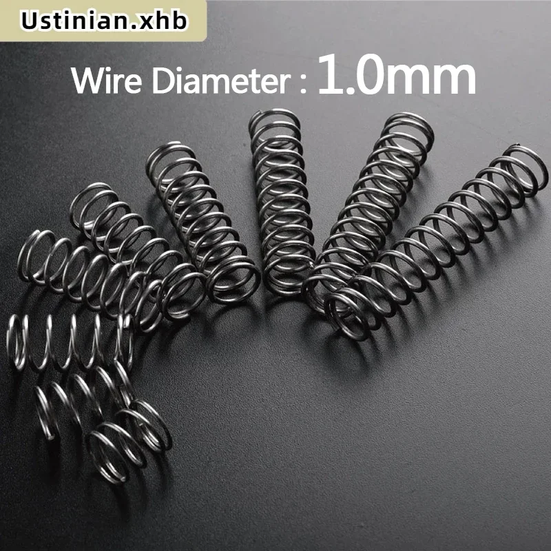 

10Pcs Wire Diameter: 1.0mm, 65Mn Spring Steel Return Compression Spring, Diameter: 5mm/6mm/7mm/8mm/9mm, Length: 10-50mm