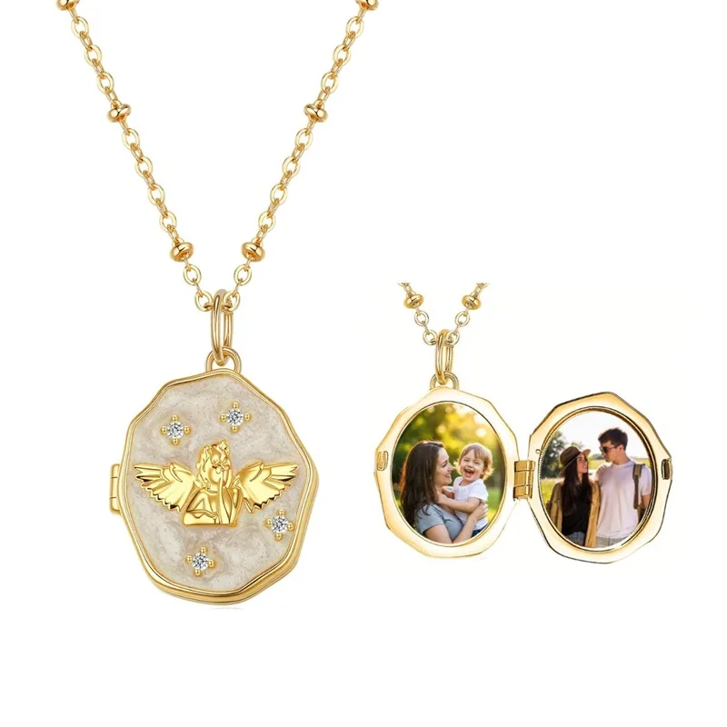 

Personalized 1-2 Photo Locket Necklace for Women Custom Picture Oval Pendant Necklace Birthday Memorial Gifts for Mom Wife