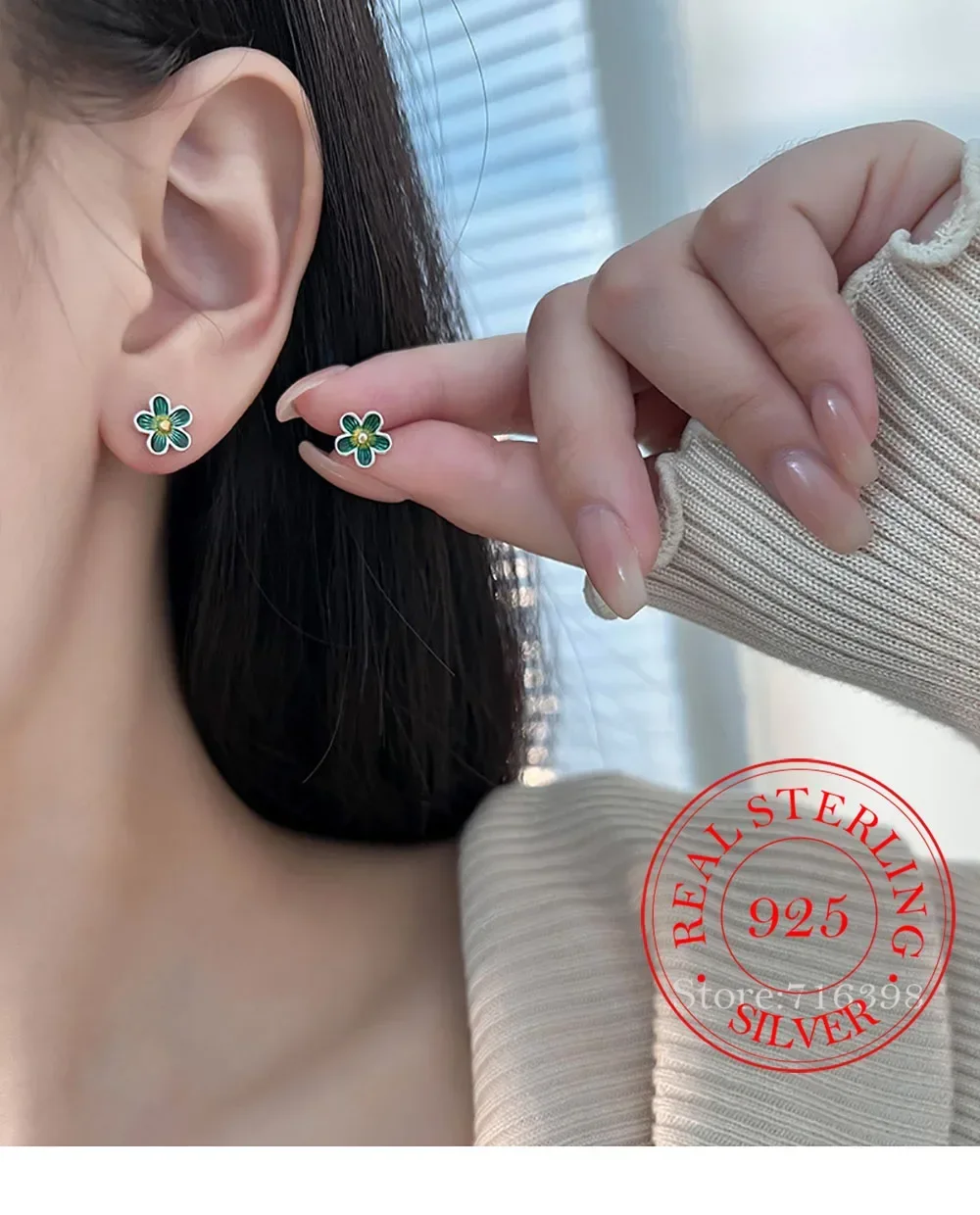 925 Sterling Silver Enamel Drop Glaze Cute Flower Stud Earrings For Women Korean Wedding Party Jewelry Gift Female Pendientes