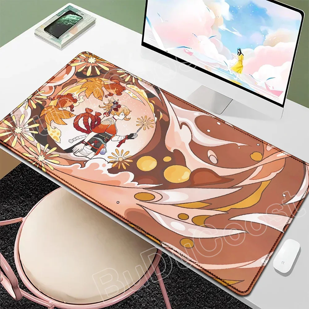 

Genshin Impact Inazuma Desk Mat Anime Mouse Pad Pretty Yoimiya Raiden Shogun Kamisato Ayaka MousePad Non-slip Keyboard Mousepads