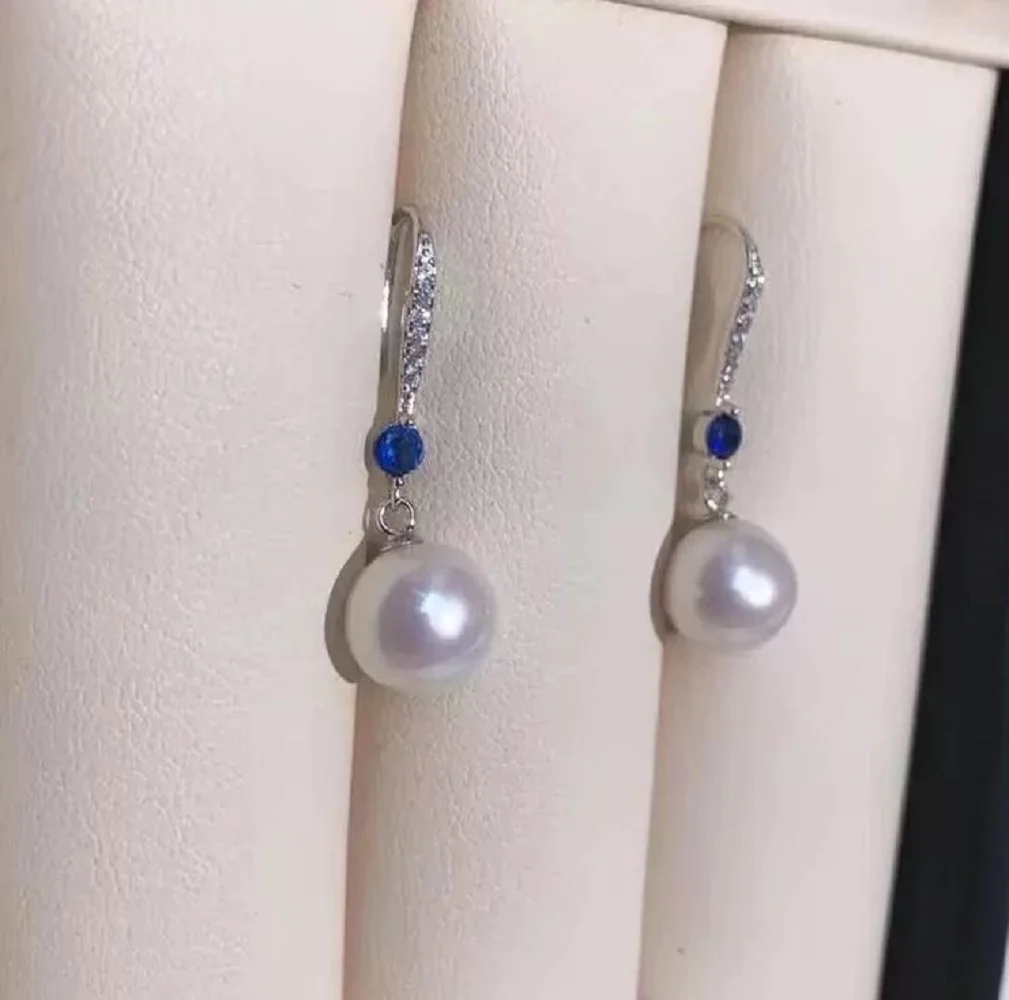 

Huamei Pearl Earrings AAA8-9mm9-10mm10-11mm Natural South Sea Round White Pearl Earrings 925s