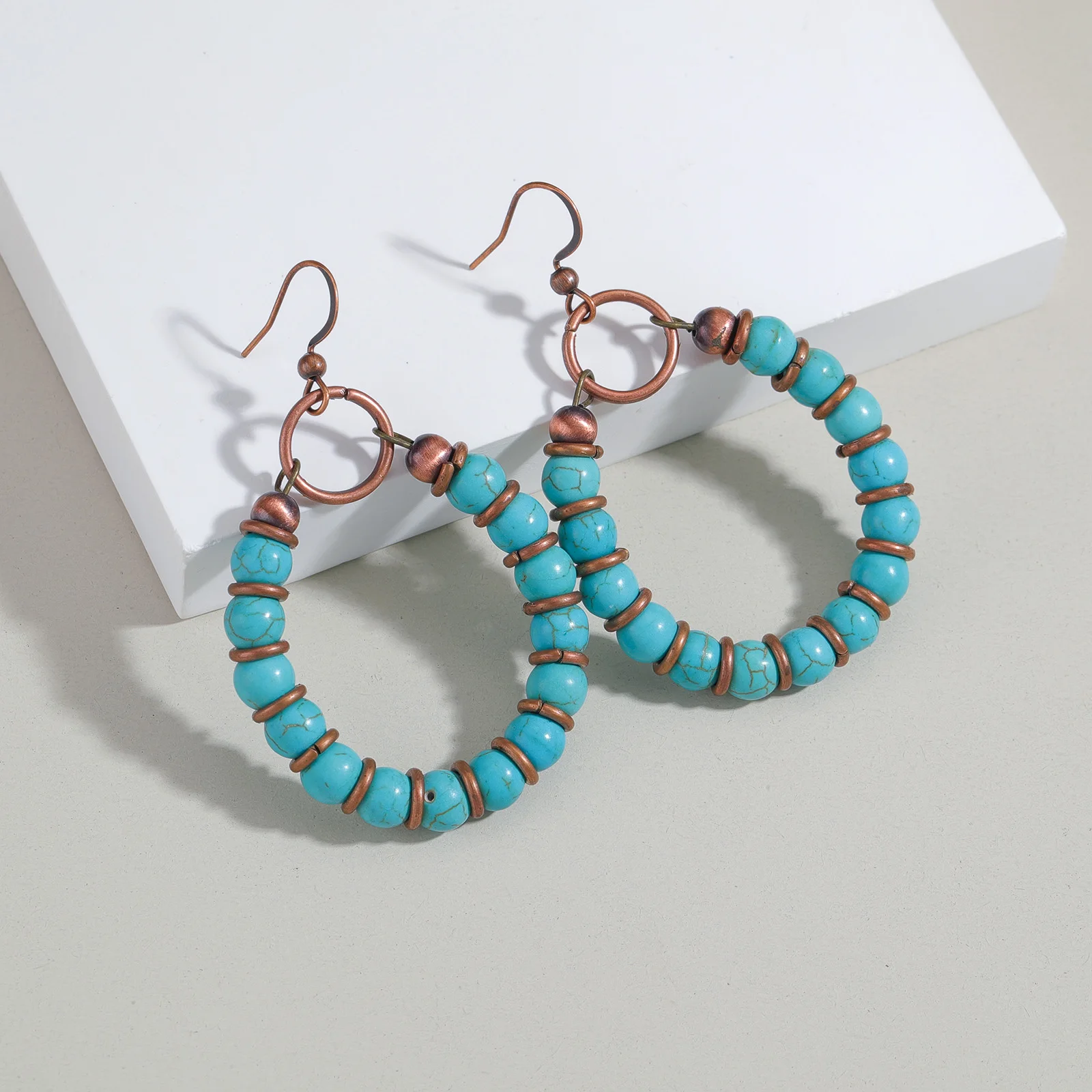 Bohemian style turquoise bead - Turquoise Stone Ring 评论和价格