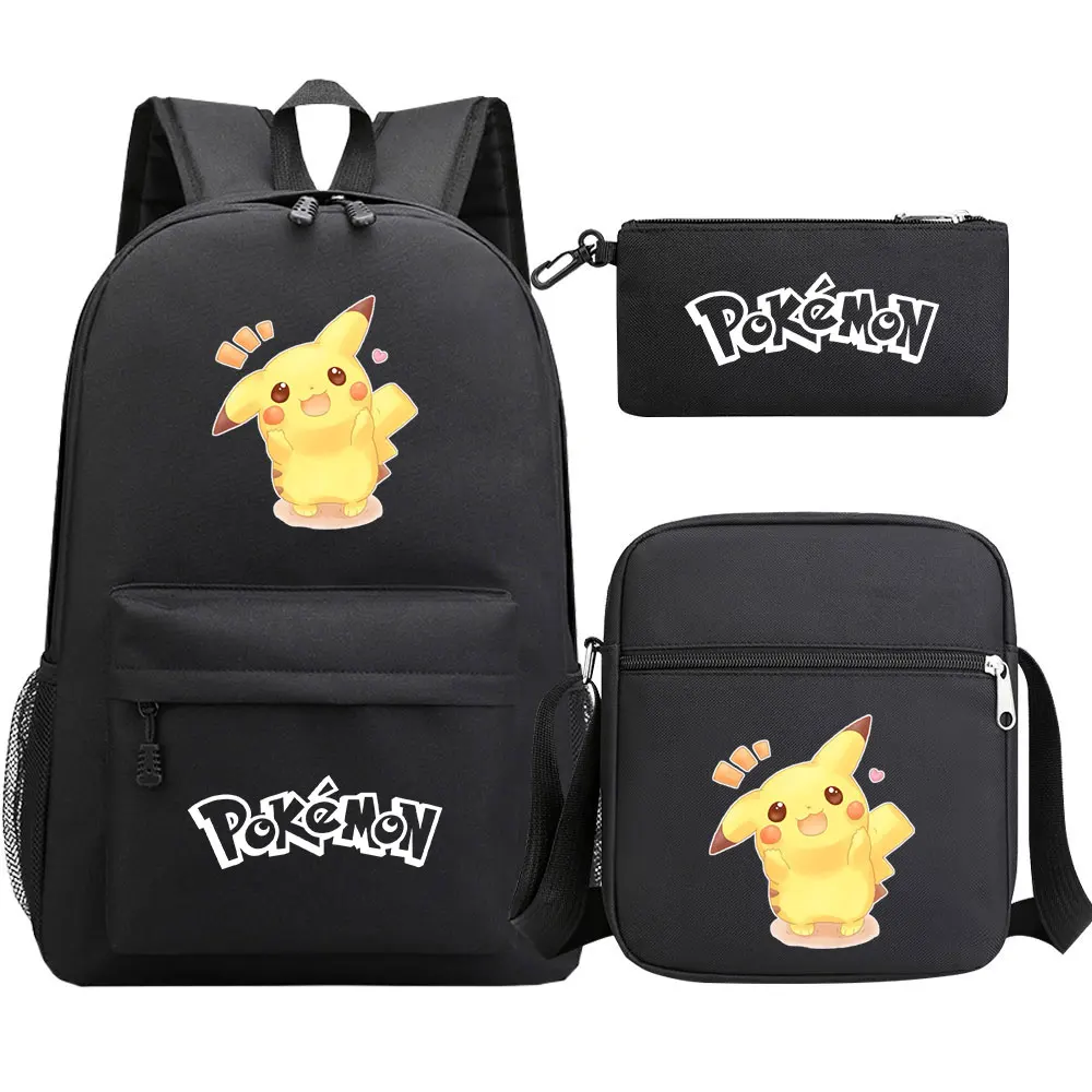 Pokemon Pikachu Backpacks 3Pcs Set Boys Girl School Backpack Students school bag Teens Large capacity Cartoon Mochila Infantil