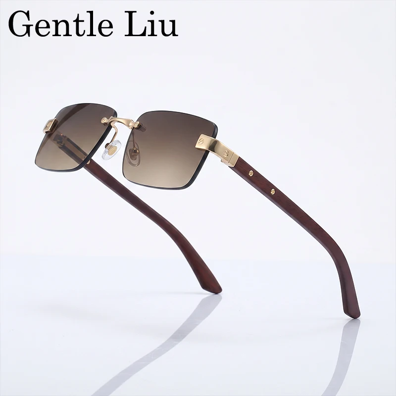 

Small Frame Rectangle Rimless Sunglasses Men 2026 Luxury Brand Fashion Vintage Square Sun Glasses For Male Driving Eyewear Shade